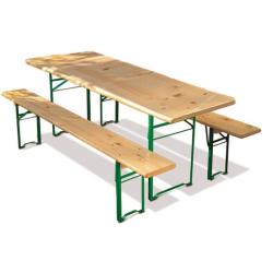 Bord/bænkesæt i træ 220 cm.